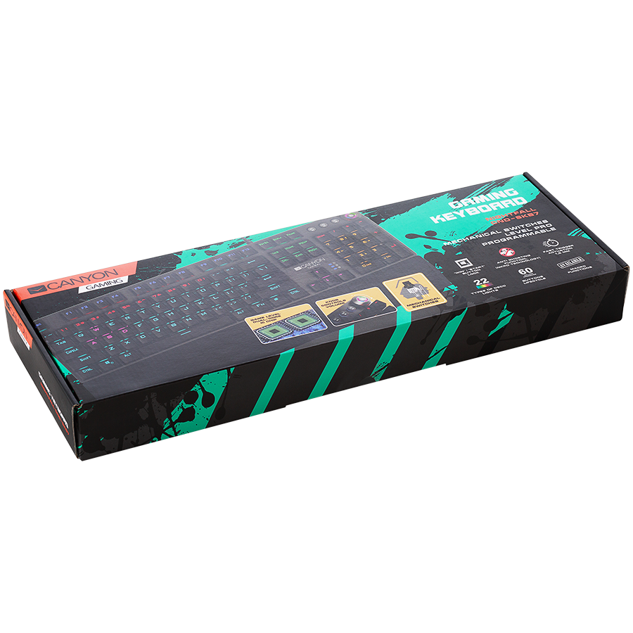Wired Gaming Keyboard,Black 104 mechanical switches,60 million times key life, 22 types of lights,Removable magnetic wrist rest,4 Multifunctional control knob,Trigger actuation 1.5mm,1.6m Braided cable,US layout,dark grey, size:435*125*37.47mm, 840g
