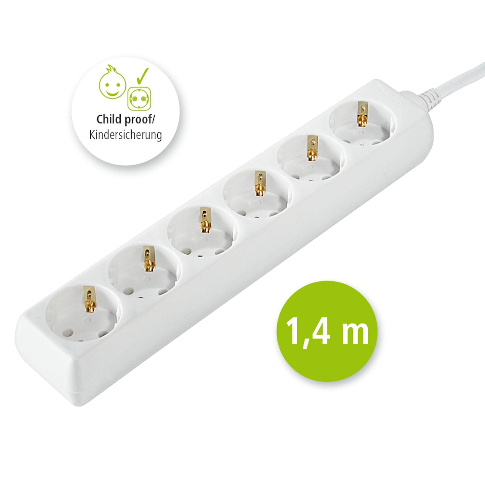 Produžni kabl HAMA, bijeli, 6 utičnica, 1,4m