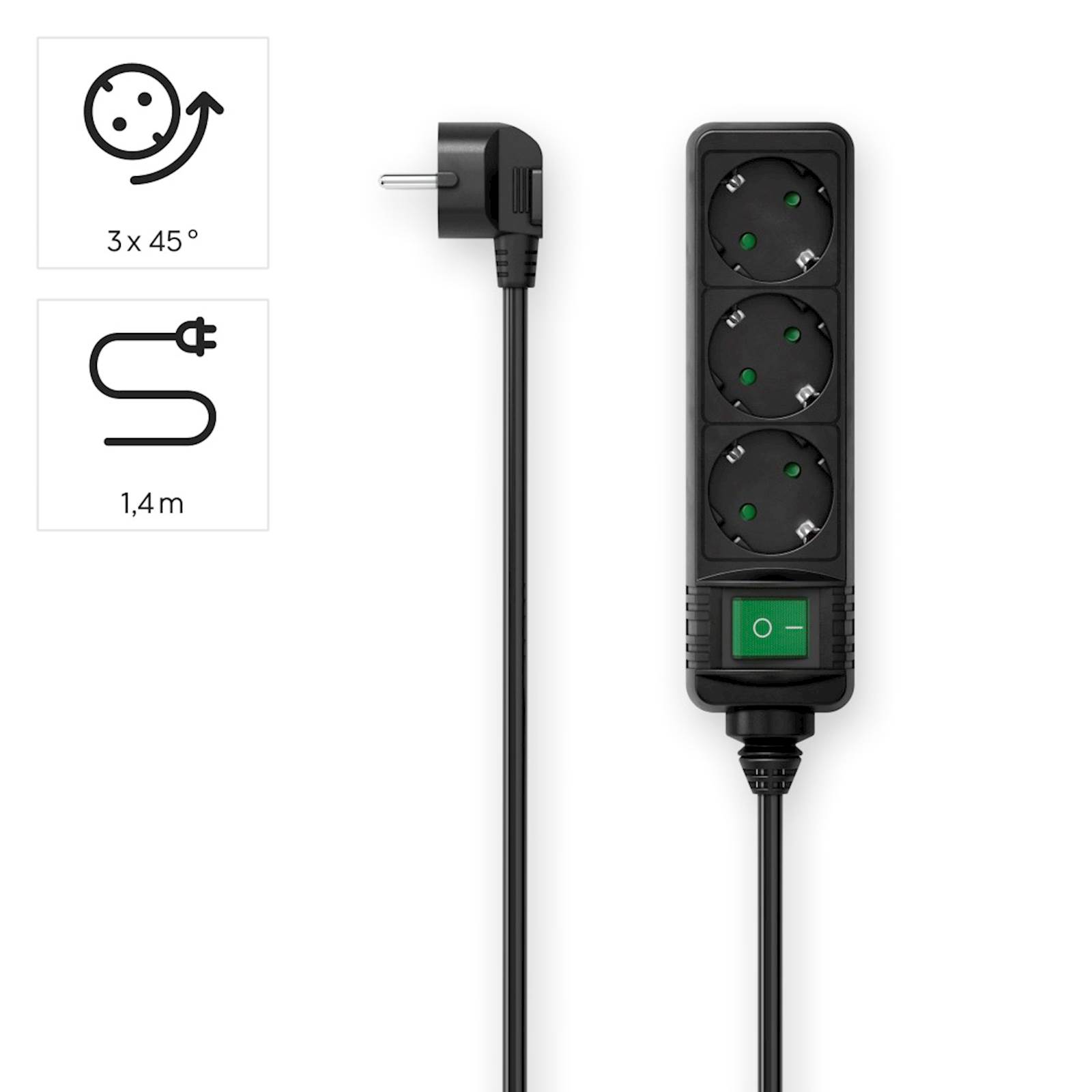 Produžni kabal Hama tri utičnice sa prekidačem blk