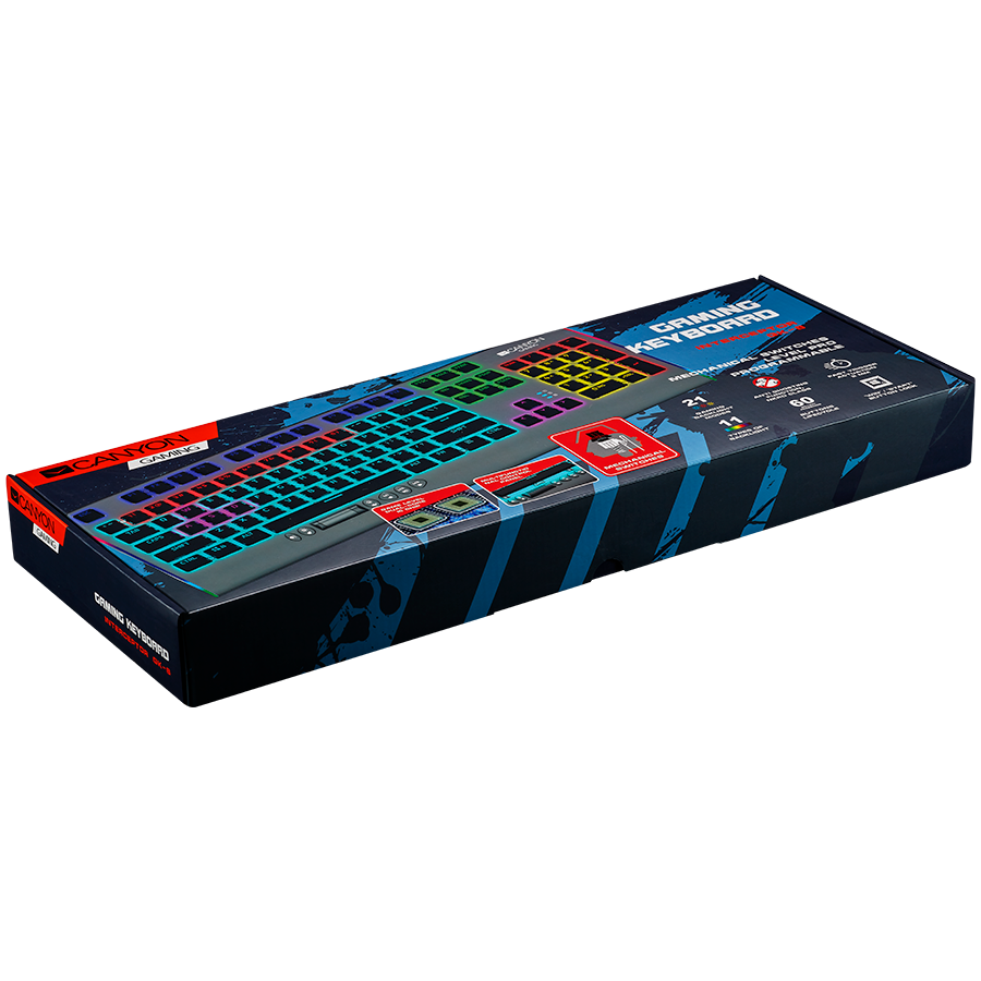 CANYON keyboard Interceptor GK-8 RGB EN Wired Dark Grey