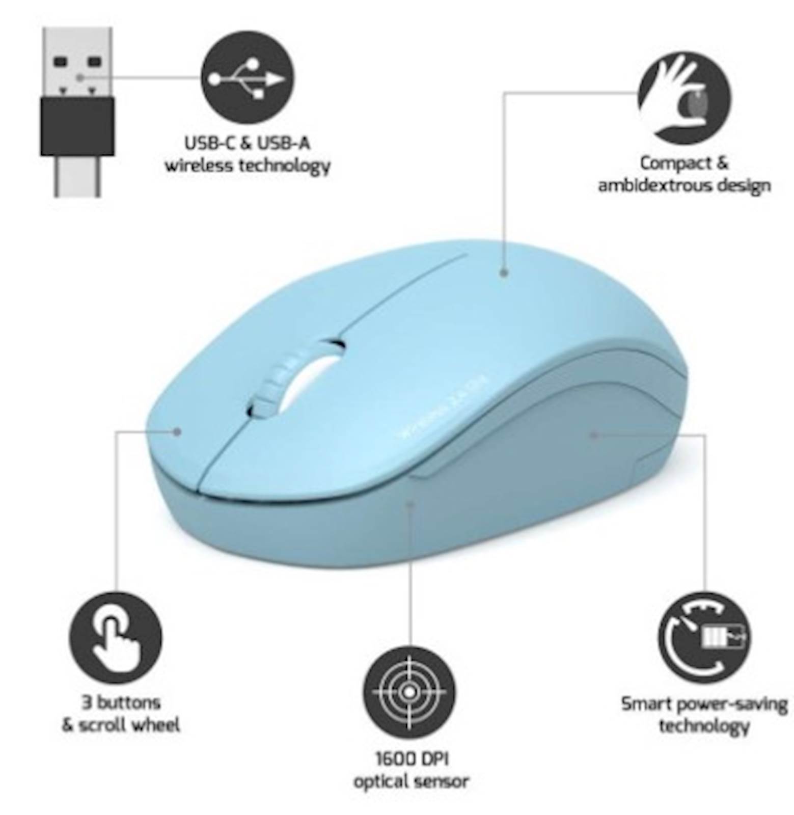 Miš PORT WL USB-A plavi