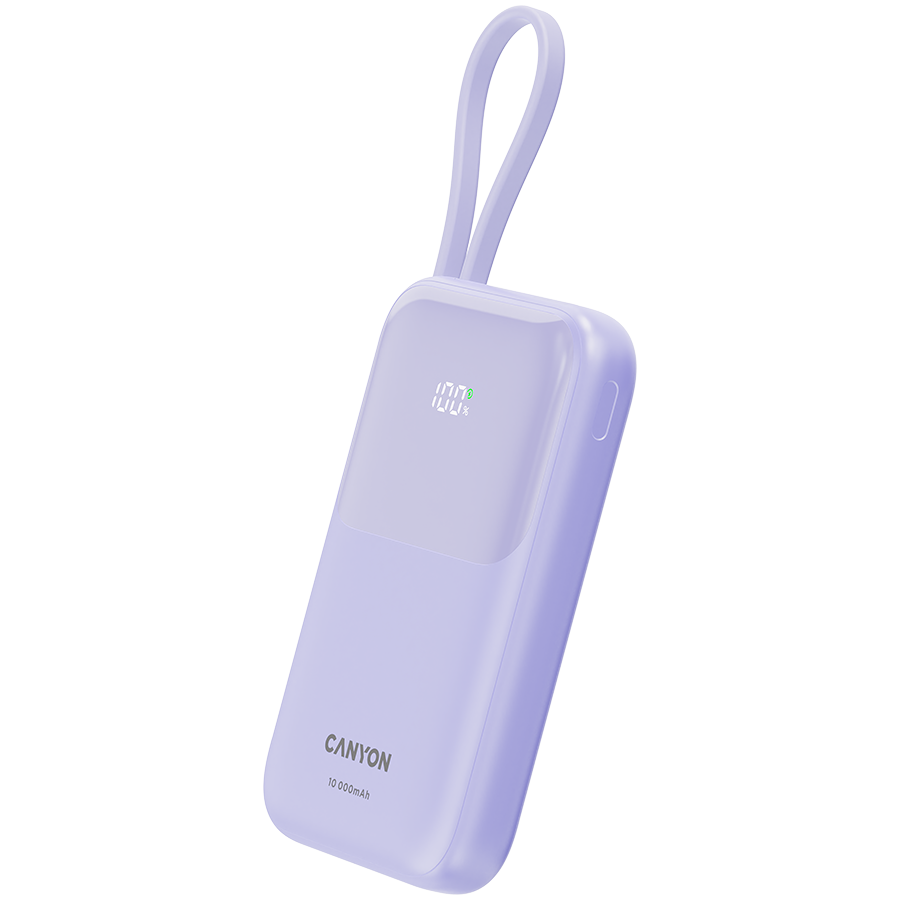 CANYON power bank OnPower 101 built-in cable 10000 mAh PD22.5W Purple