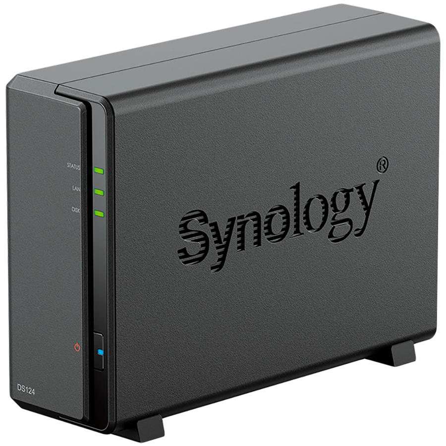 Synology DiskStation DS124 1-Bay NAS, CPU 4-core 1.7 GHz, 1 GB DDR4, 1 x 1Gbe LAN, 2 x USB 3.2