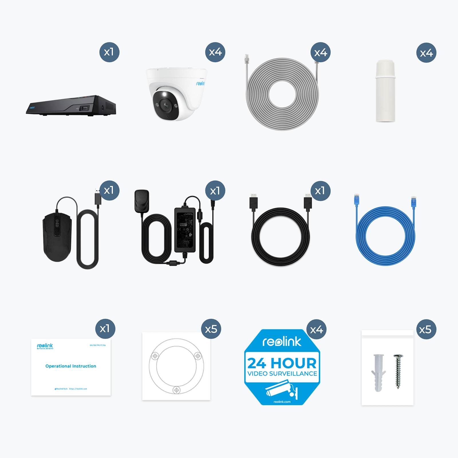 NVR snimač Reolink NVS8-12MD4 4k, 12MP, 8 kanalni NVR, 2TB HDD, 4x POE kamera