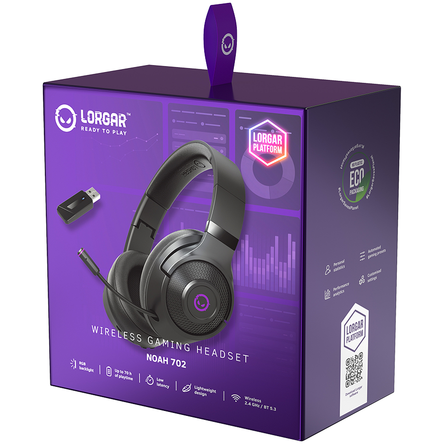 LORGAR Noah 702, Wireless Gaming Headset, black