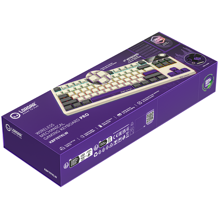 LORGAR KBP70TKLW, Wireless TKL Mechanical Gaming Keyboard Pro, Beige, EN layout