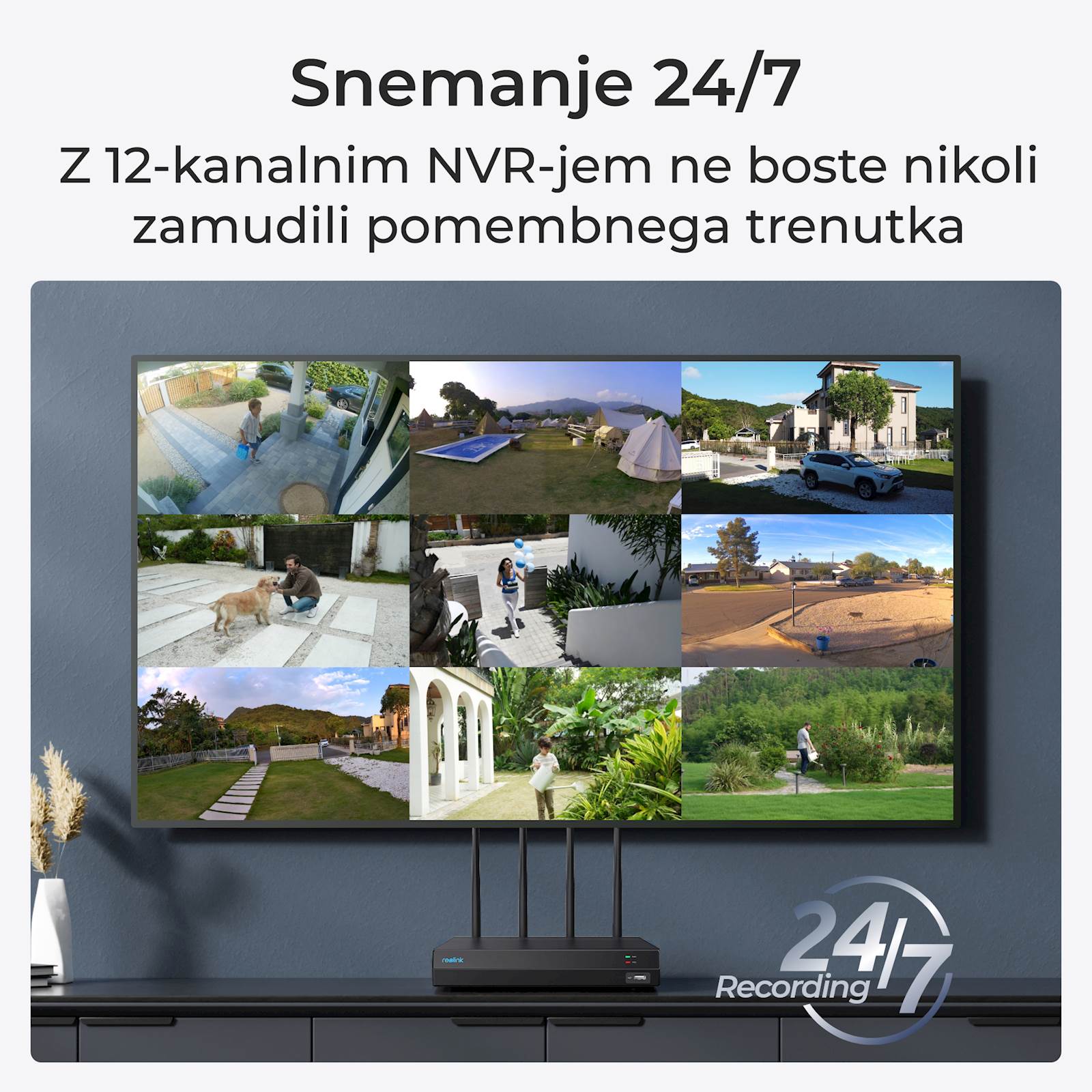 Reolink NVR snimač NVS12W 16MP, Wi-FI 6, 2TB HDD, 12 kanalni NVR