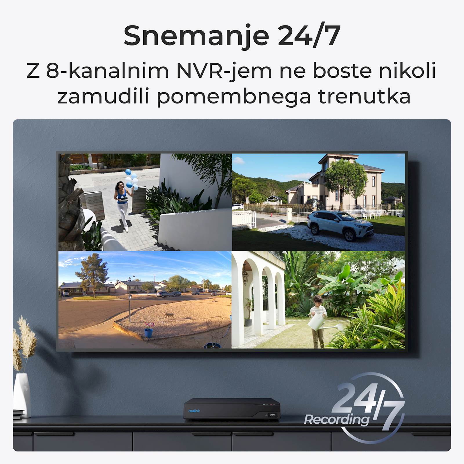 Reolink NVR snimač NVS8-5MB4 5MP, 8 kanalni NVR s 2TB HDD, 4x Kamera POE