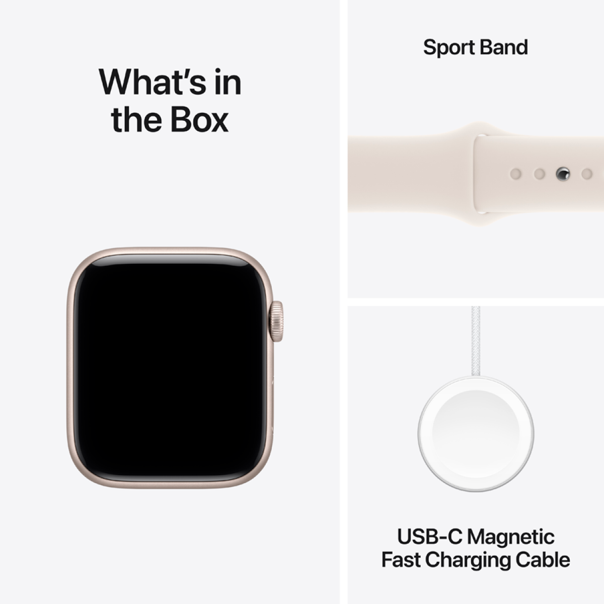 Apple Watch SE 3 GPS 44mm Starlight Aluminium Case with Starlight Sport Band - M/L,Model A3325