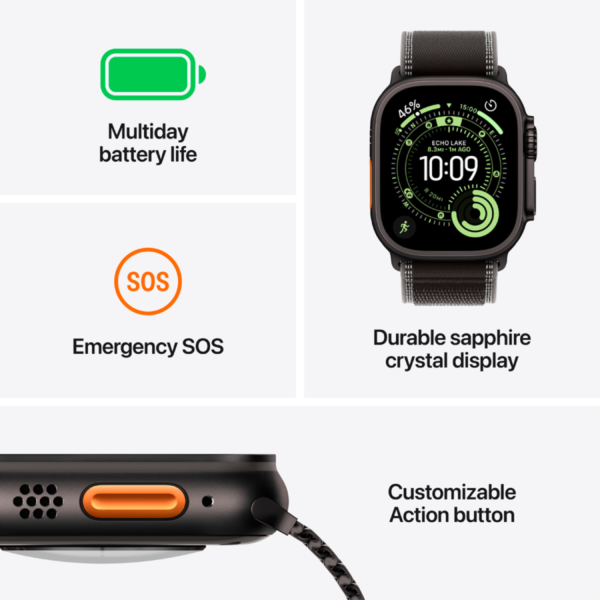 Apple Watch Ultra 3 Cellular 49mm Black Titanium Case with Black Alpine Loop - Large