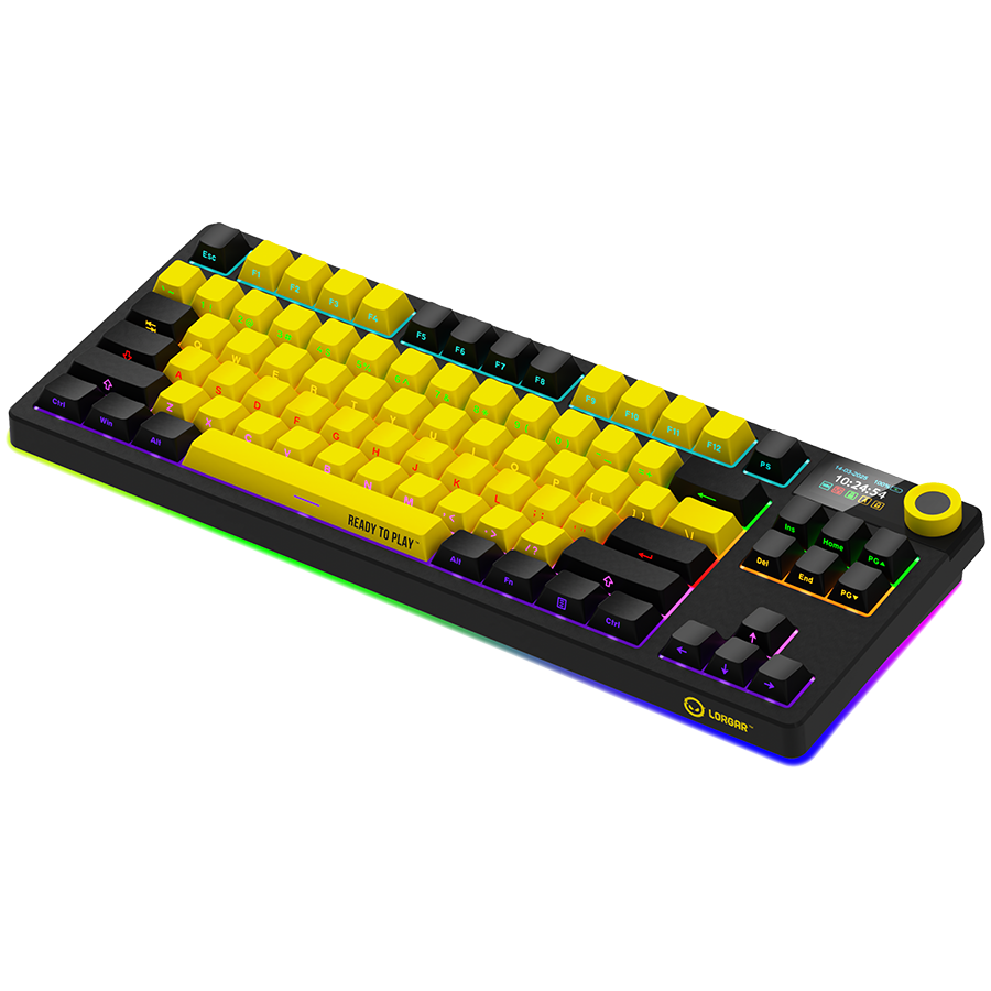LORGAR KBP70TKLW, Wireless TKL Mechanical Gaming Keyboard Pro, Black/yellow, EN layout