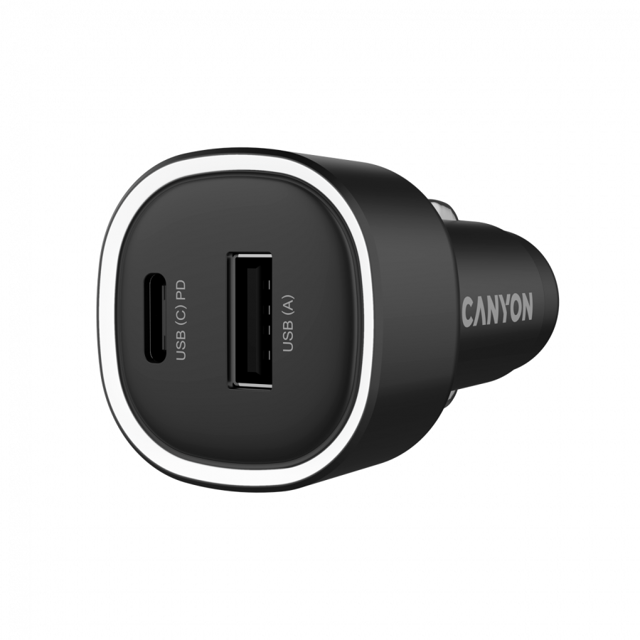 CANYON car charger OnDrive 85 PD 85W USB-A+USB-C Black