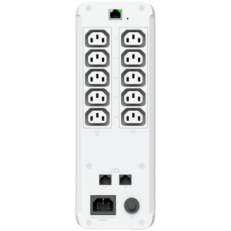 Ubiquiti UPS-Tower-EU UniFi managed 1kVA uninterruptible power supply with 5 surge-only outlets and 5 software-resettable surge and backup devices