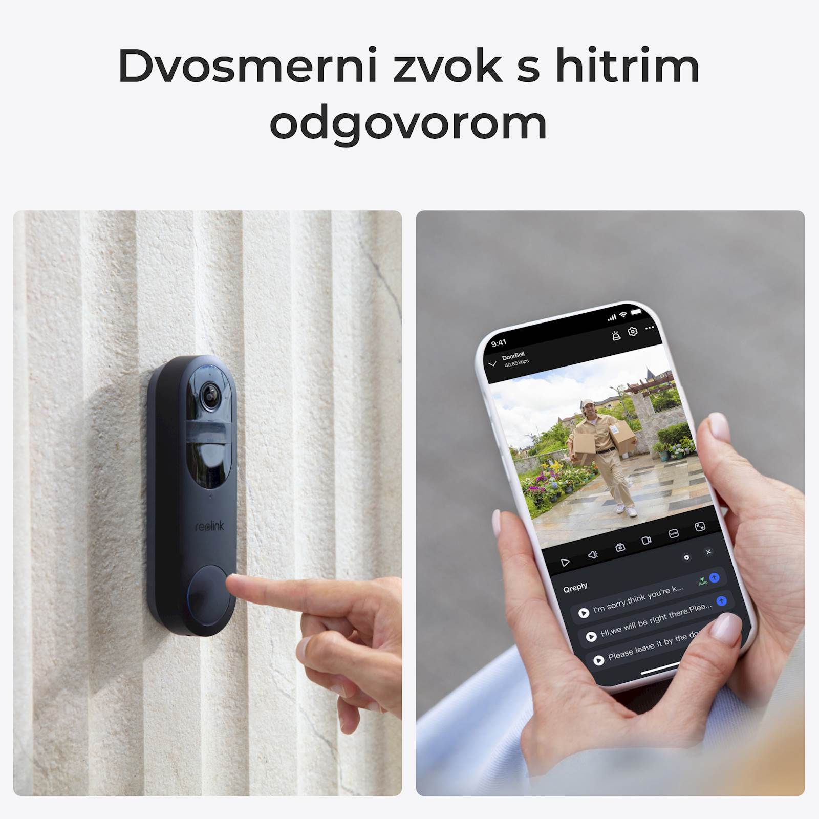 Reolink smart doorbell D340B+ zvono, 2K, Baterijska, PIR, IP65