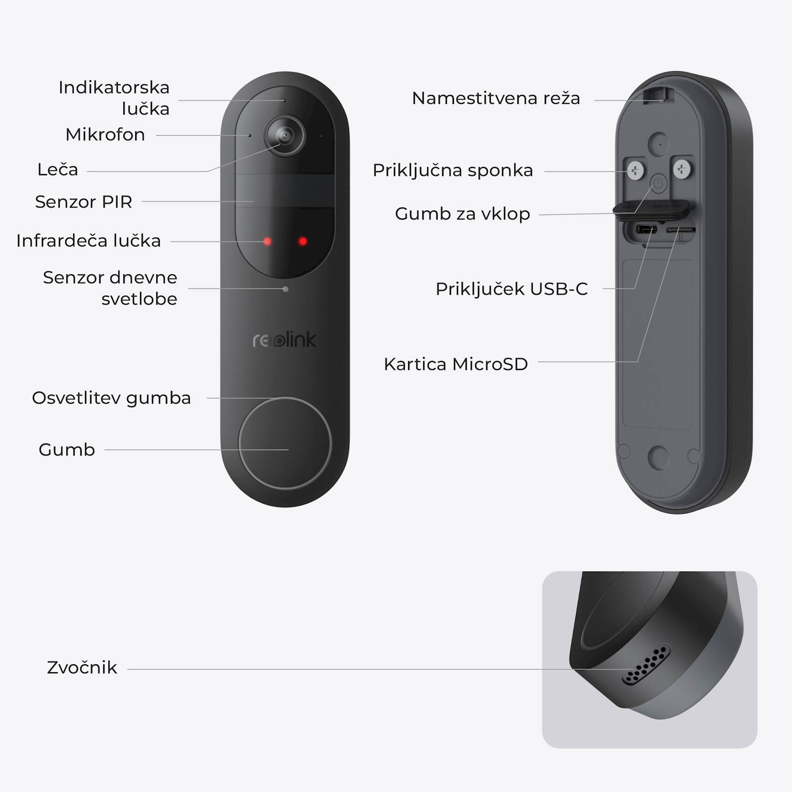 Reolink smart doorbell D340B+ zvono, 2K, Baterijska, PIR, IP65