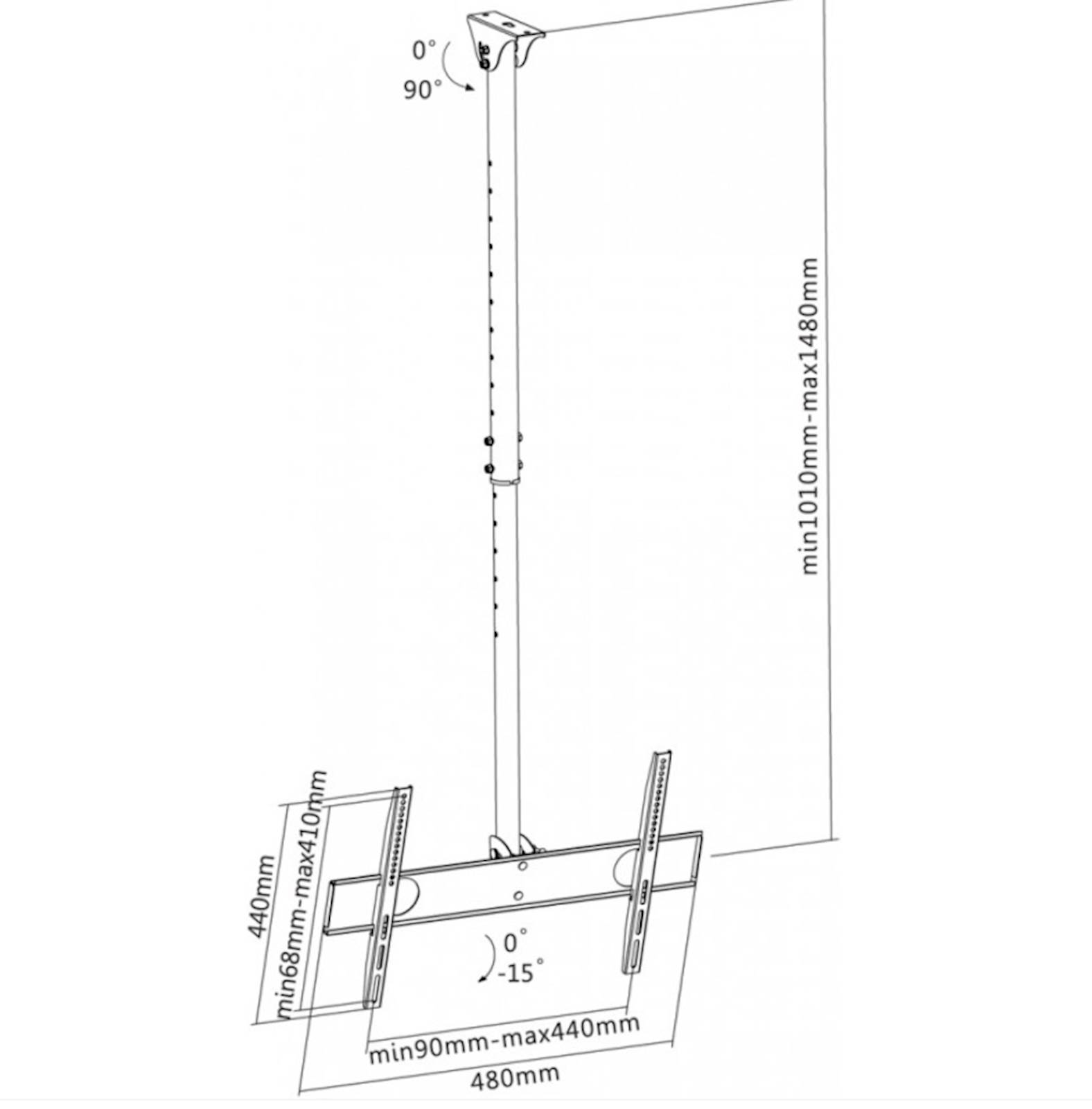 Nosač REFLECTA za TV PALLAS L  for inclined ceilings; 1050-1560mm; inclinable -15°, max load 50kg
