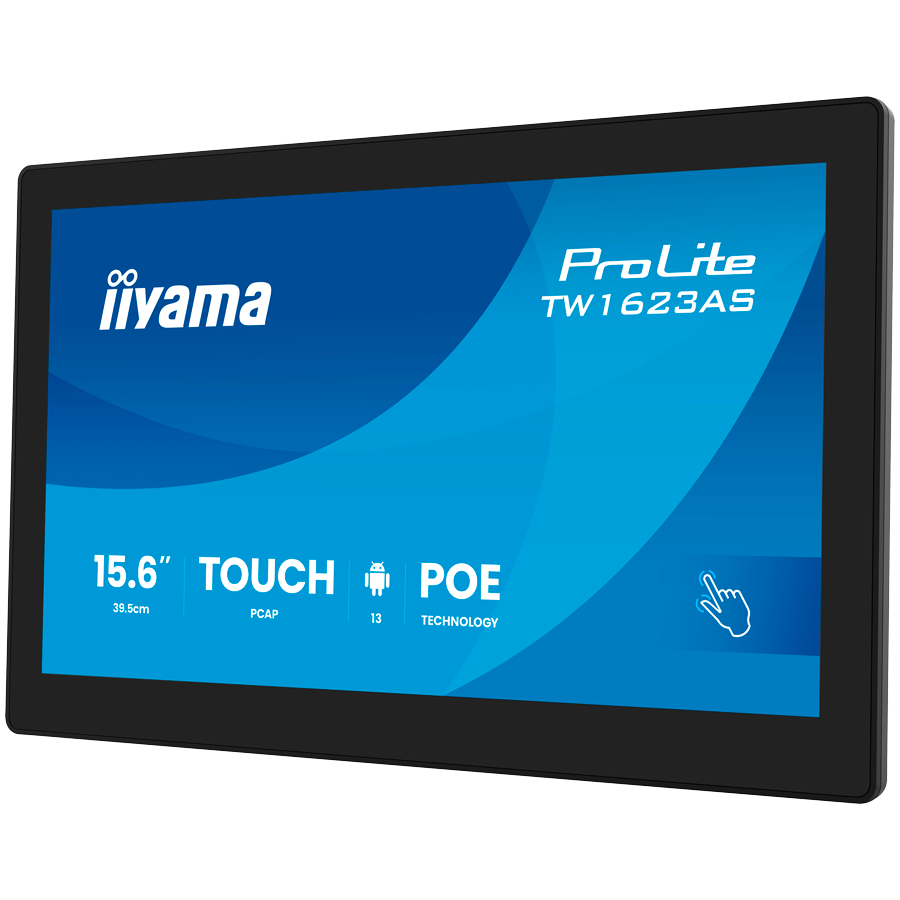 IIYAMA Touch Monitor TW1623AS-B3P 15.6" PCAP 10pt touchscreen PC with Android, PoE Technology and iiSignage