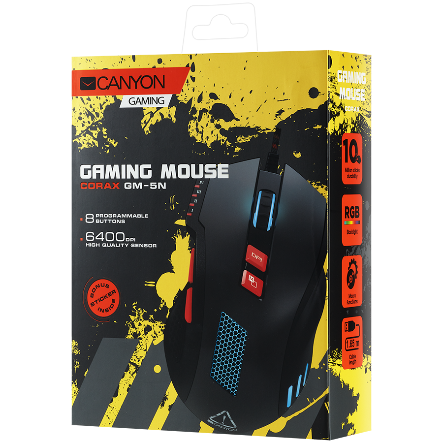 CANYON mouse Corax GM-5N RGB 8buttons Wired Black