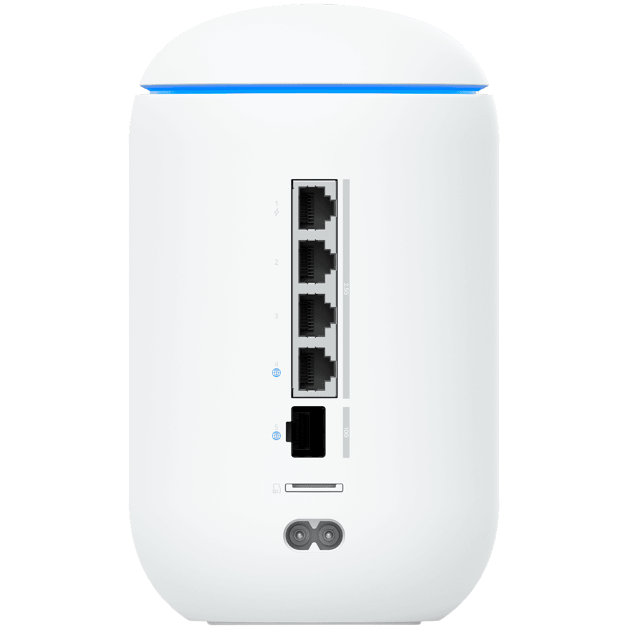 Ubiquiti UniFi UDR7-EU Dream Router 7 Desktop 10G Cloud Gateway with integrated WiFi 7, PoE switch, microSD storage, and full UniFi application support, 10G SFP+ and (1) 2.5 GbE RJ45 WAN port, 64 GB microSD,