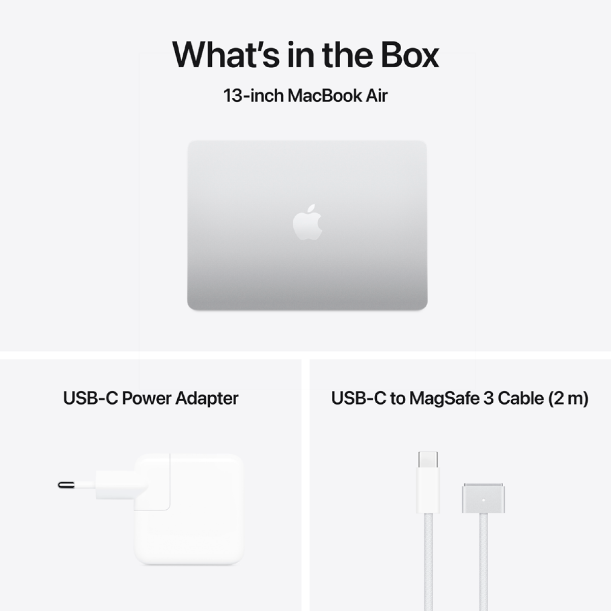 MacBook Air 13-inch,Silver,Model A3240,M4 CHIP WITH 10C CPU, 8C GPU,16GB unified memory,30W USB-C Power Adapter,256GB SSD storage,Two Thunderbolt 4 Ports,Touch ID,Liquid Retina display,Force Touch Trackpad, KEYBOARD-INT