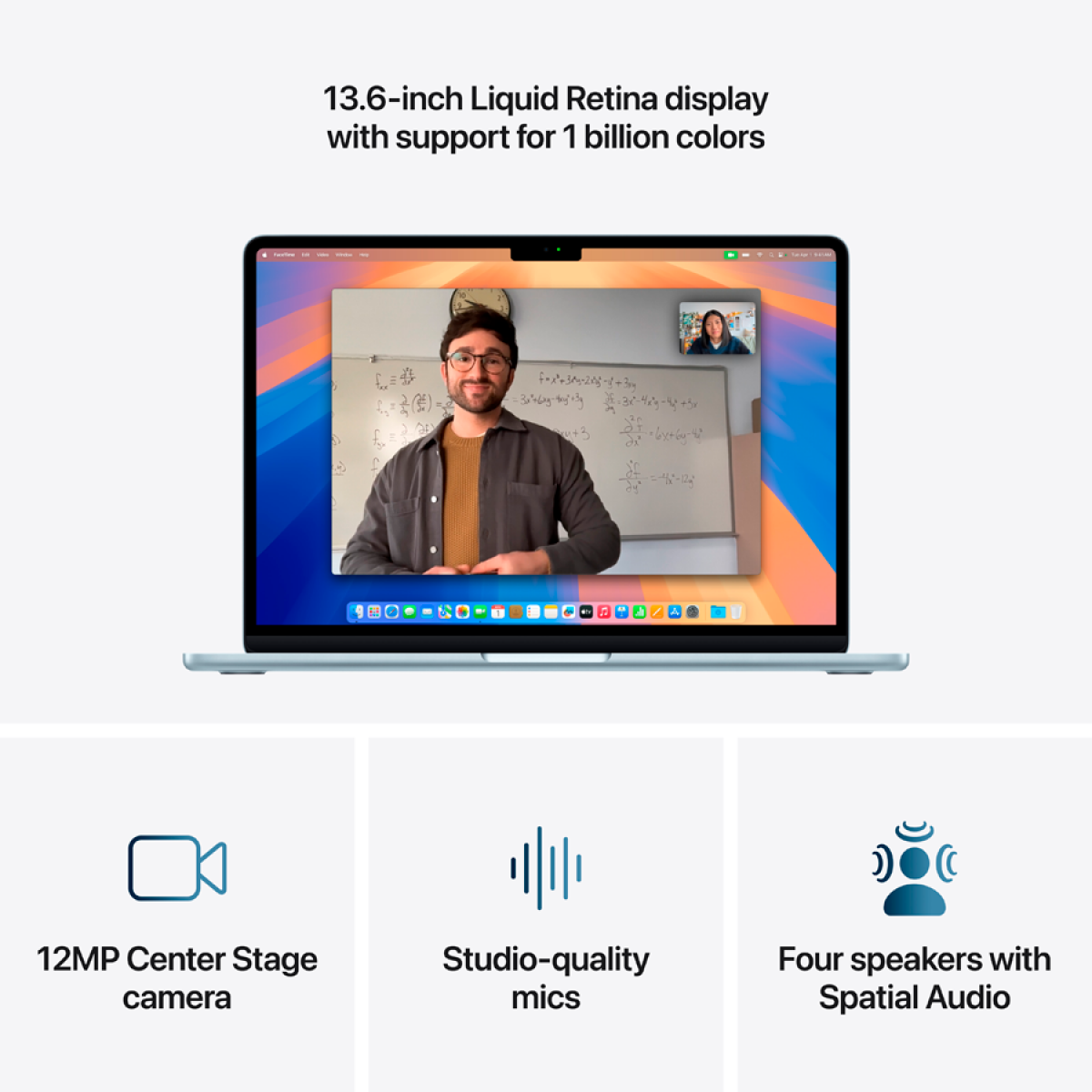 MacBook Air 13-inch,Sky Blue, Model A3240,M4 CHIP WITH 10C CPU, 8C GPU,16GB unified memory,30W USB-C Power Adapter,256GB SSD storage,Two Thunderbolt 4 Ports,Touch ID,Liquid Retina display,Force Touch Trackpad, KEYBOARD-INT
