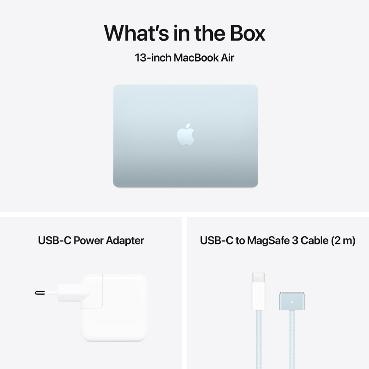 MacBook Air 13-inch,Sky Blue, Model A3240,M4 CHIP WITH 10C CPU, 8C GPU,16GB unified memory,30W USB-C Power Adapter,256GB SSD storage,Two Thunderbolt 4 Ports,Touch ID,Liquid Retina display,Force Touch Trackpad, KEYBOARD-INT