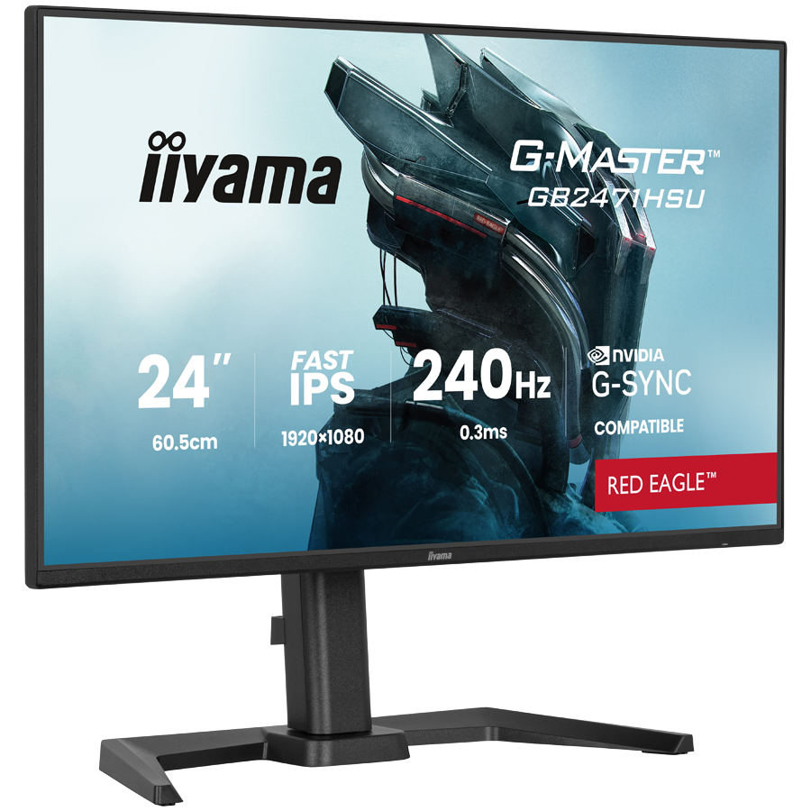IIYAMA Gaming Monitor GB2471HSU-B1 G-MASTER 23.8" Fast IPS 1920 x 1080 240Hz, 350cd, 0.3ms, HDMI, DP, USB, Full Ergo