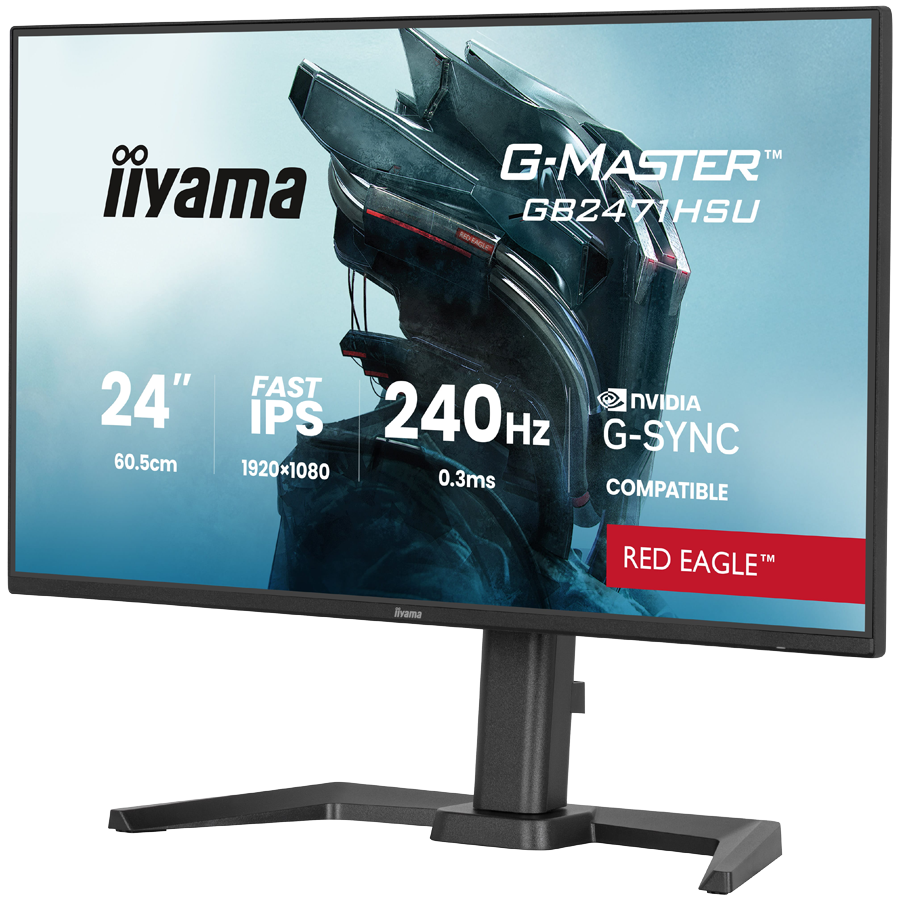 IIYAMA Gaming Monitor GB2471HSU-B1 G-MASTER 23.8" Fast IPS 1920 x 1080 240Hz, 350cd, 0.3ms, HDMI, DP, USB, Full Ergo