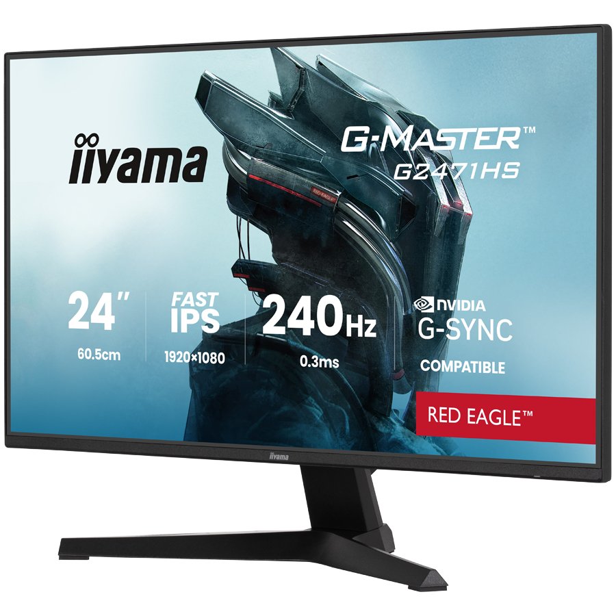 IIYAMA Gaming Monitor G2471HS-B1 G-MASTER 23.8" Fast IPS 1920 x 1080 350cd 1000:1 0.3ms  HDMI DP Tilt