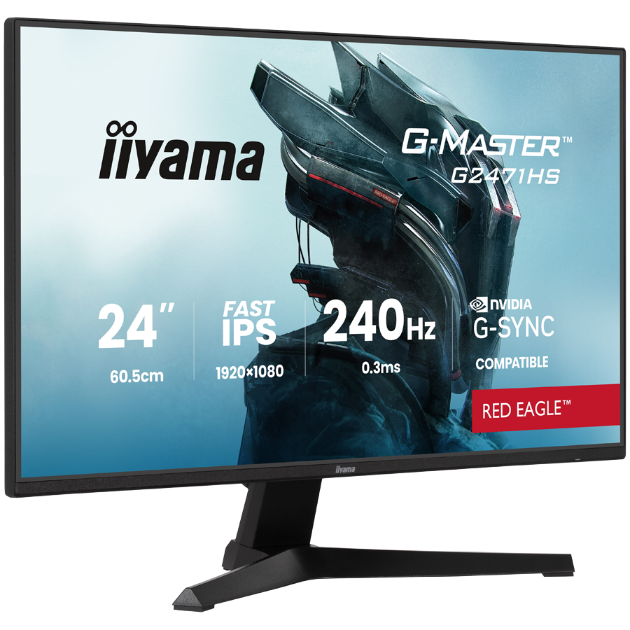 IIYAMA Gaming Monitor G2471HS-B1 G-MASTER 23.8" Fast IPS 1920 x 1080 350cd 1000:1 0.3ms  HDMI DP Tilt