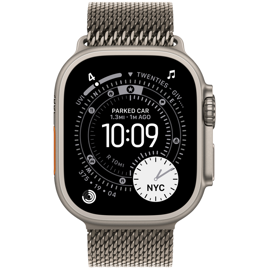 Apple Watch Ultra 3 Cellular 49mm Natural Titanium Case with Natural Titanium Milanese Loop - Large