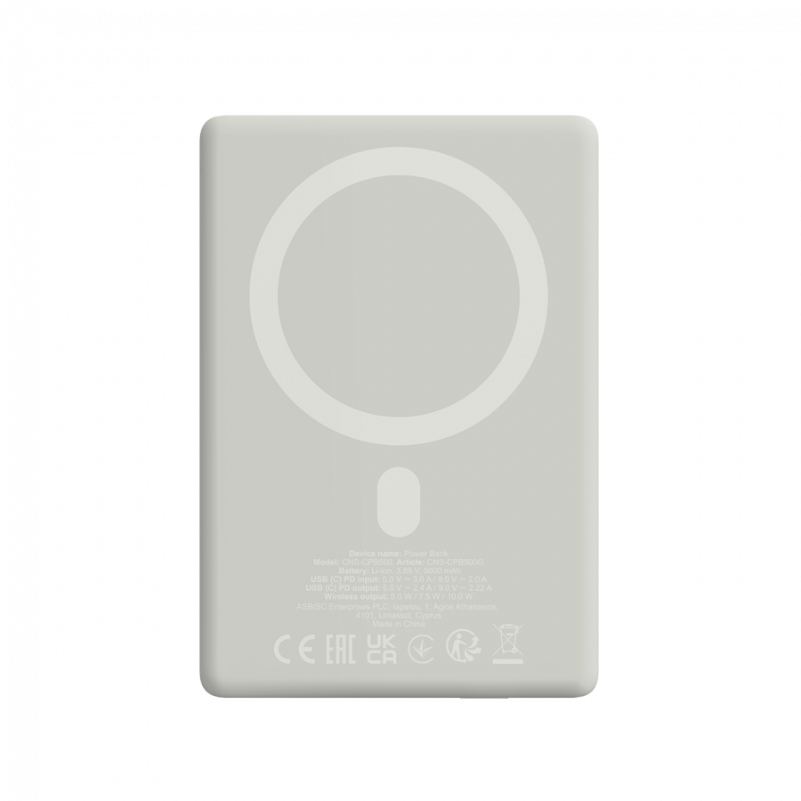 CANYON magnetic power bank OnPower 500 PD20W 5000mAh Aluminium Star Grey