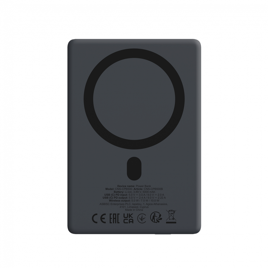 CANYON magnetic power bank OnPower 500 PD20W 5000mAh Aluminium Interstellar Black