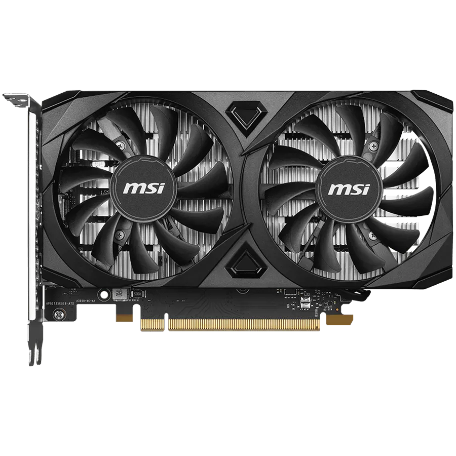 MSI GeForce RTX 3050 Ventus 2X E 6G OC Gaming Graphics Card 6GB GDDR6, 1492 MHz, PCI Express Gen 4, 96-bit, 1x DP (v1.4a), 2X HDMI 2.1 (Supports 4K)