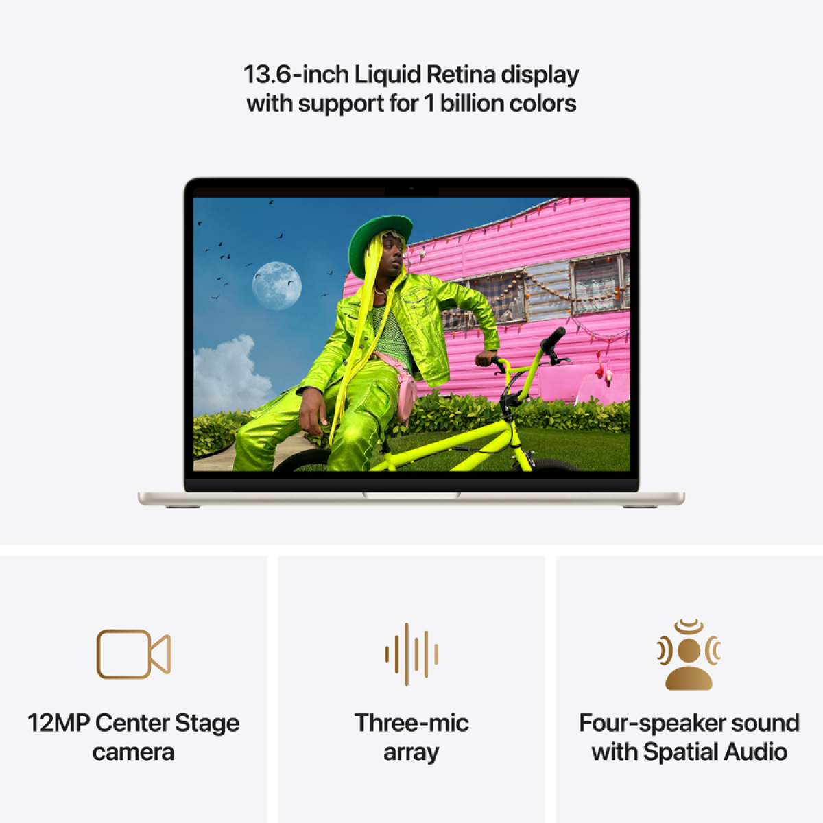 MacBook Air 13-inch,Starlight, Model A3449,M5 CHIP WITH 10C CPU, 8C GPU,16GB unified memory,30W USB-C Power Adapter,512GB SSD storage,Two Thunderbolt 4 Ports,Touch ID,Liquid Retina display,Force Touch Trackpad, KEYBOARD-INT