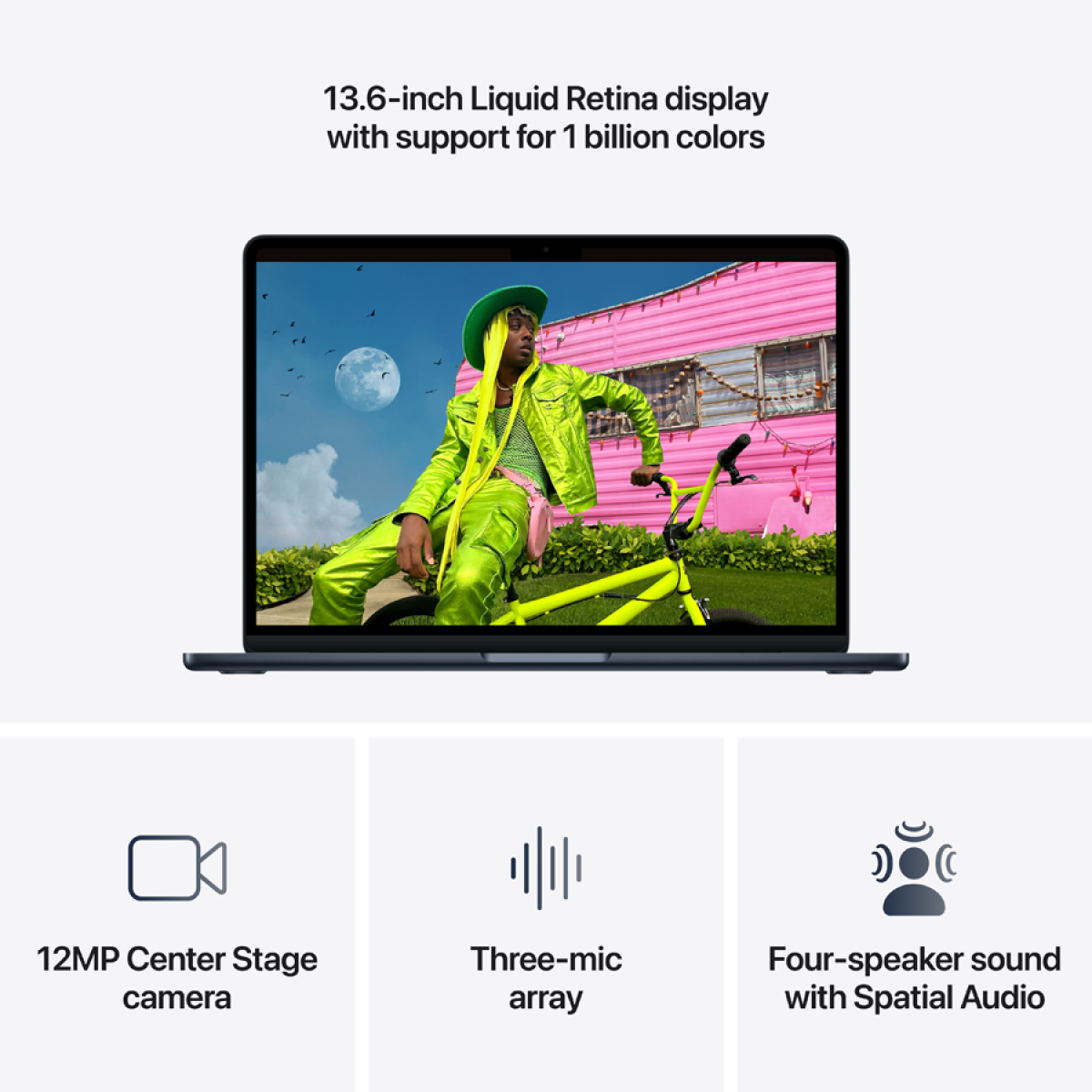 MacBook Air 13-inch,Midnight, Model A3449,M5 CHIP WITH 10C CPU, 8C GPU,16GB unified memory,30W USB-C Power Adapter,512GB SSD storage,Two Thunderbolt 4 Ports,Touch ID,Liquid Retina display,Force Touch Trackpad, KEYBOARD-INT