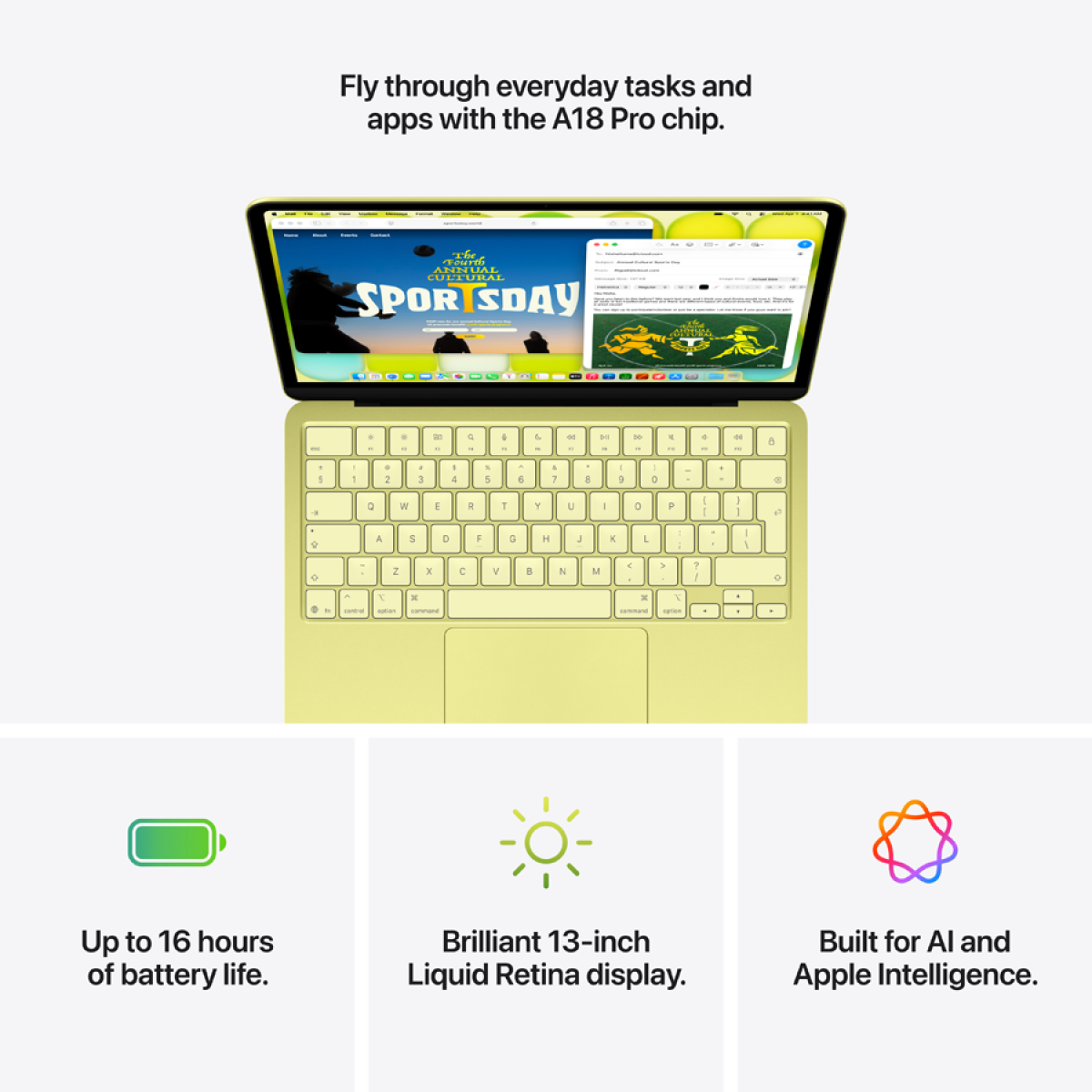 MacBook Neo 13-inch, Citrus, Model A3404,A18 PRO CHIP, 6C CPU, 5C GPU,8GB unified memory,20W ADAPTER,256GB SSD storage,KEYBOARD-INT,COUNTRY KIT-RUS