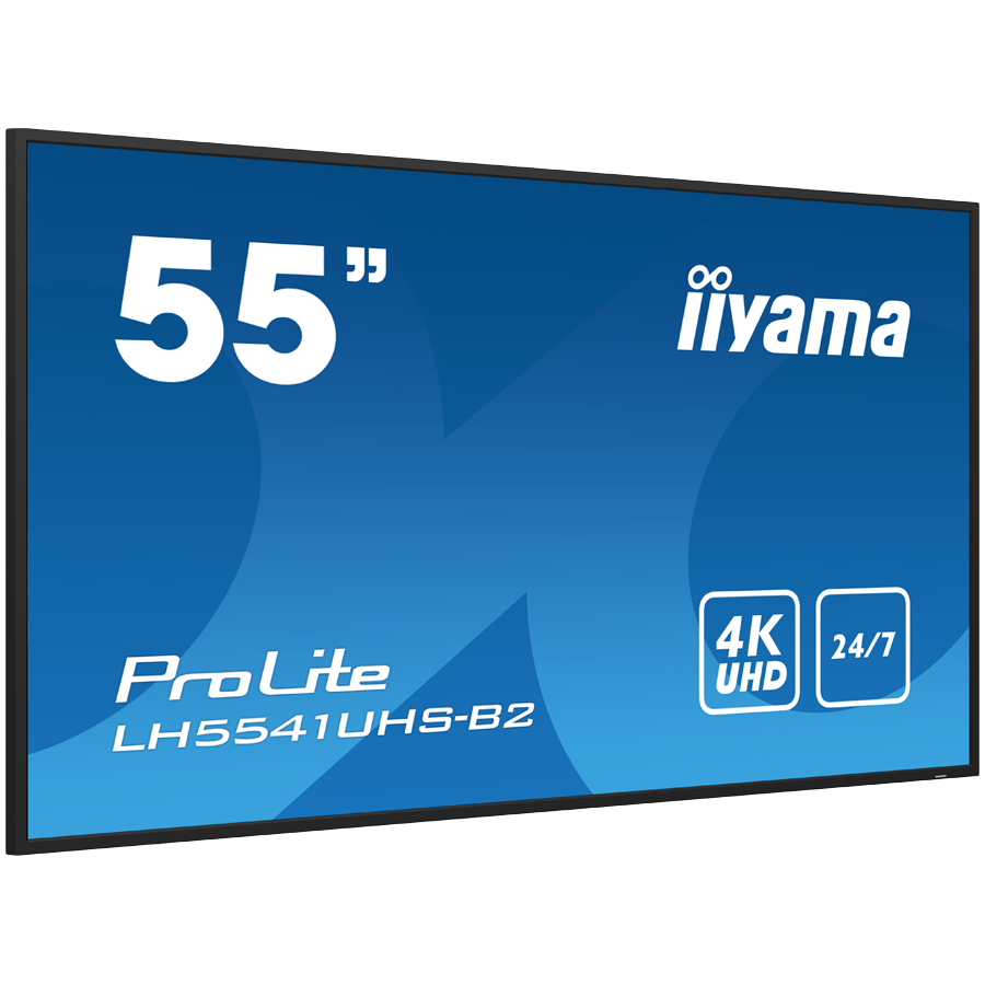 IIYAMA LFD LH5541UHS-B2 55" Professional Digital Signage display with 4K UHD resolution and 24/7 operating time 500 cd/m²  1200:1 8ms landscape, portrait