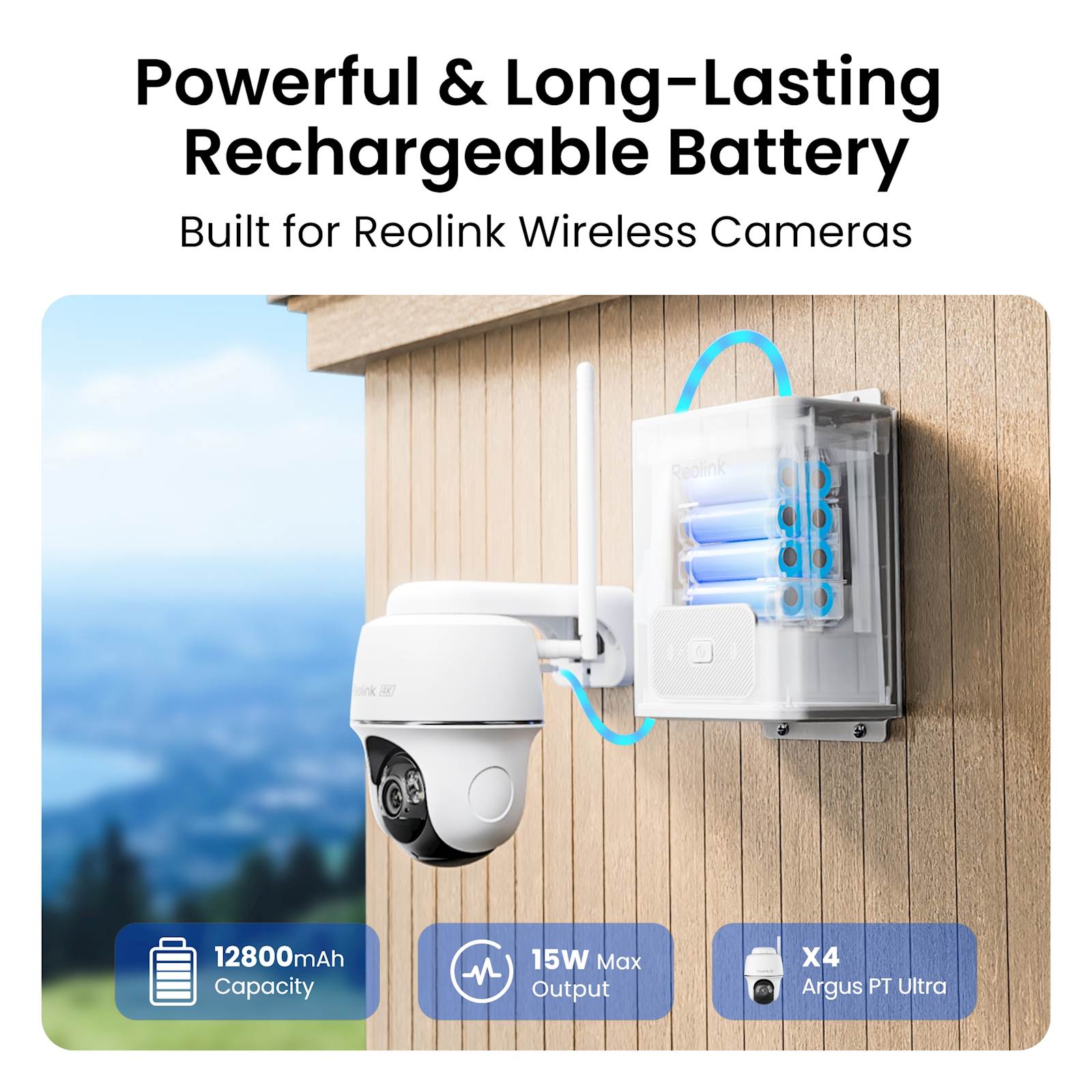 Reolink eksterna baterija za kamere RLA-BP1, 12800mAh, IP67, moguće povezivanje sa solarnim panelom