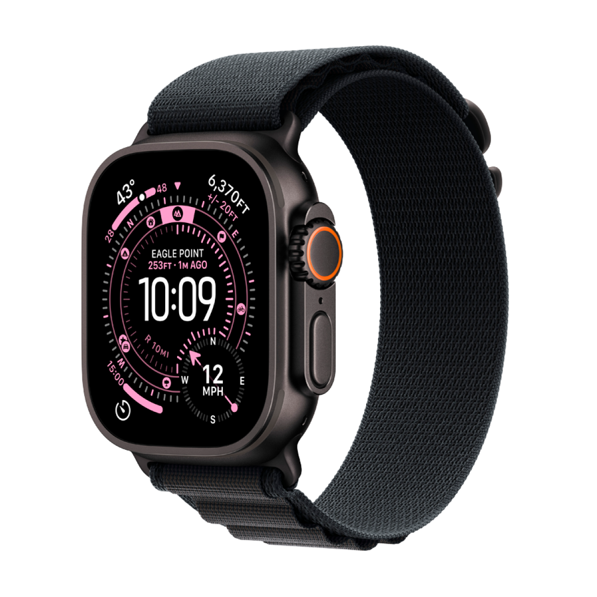 Apple Watch Ultra 3 Cellular 49mm Black Titanium Case with Black Titanium Milanese Loop - Medium