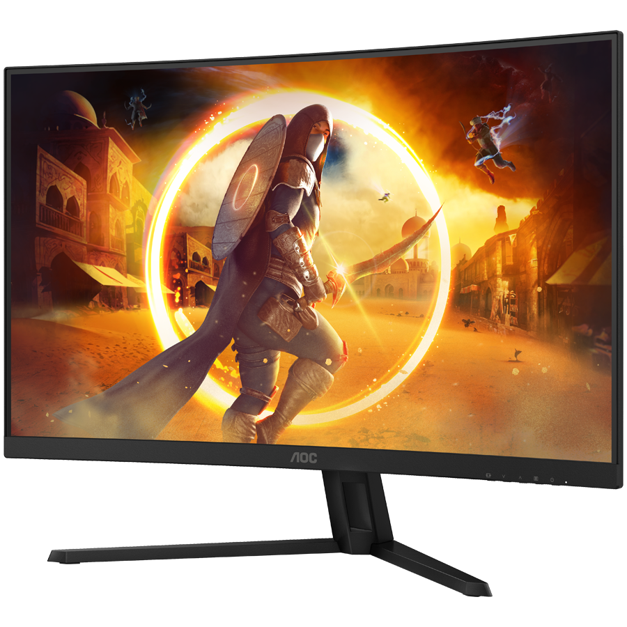 AOC Monitor Gaming CQ32G4VE Curved  31.5” FAST VA, 16:9, 2560x1440, 180Hz, 0.5ms, 300 cd/m2, 3500:1, Audio, HDMI, DP, 3-sided frameless, Adaptive Sync, Tilt, Black-Red, VESA 3y