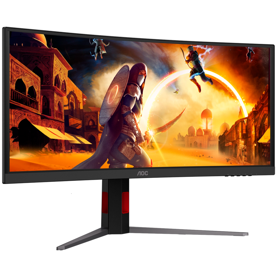 AOC Monitor Gaming CU34G4CA Curved 34", UWQHD (3440x1440), Fast VA, 1500R, 180Hz, 1ms (GtG), 450cd/m2, 3000:1, Adaptive Sync, HDR400, USB hub, 1x USB-C (DP Alt mode, PD 90W), 2x HDMI 2.0, 1x DP 1.4, KVM, HAS